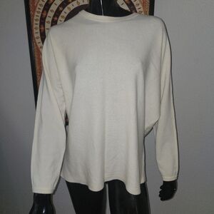 J Jill Cream 100% Cashmere Lightweight Sweater Size M
